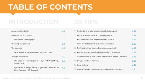 ENGAGE 2 0 - 30 tips to improve the research participant user experience - A GRBN Handbook 2020 04 - ol - Page 3