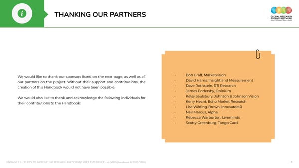 ENGAGE 2 0 - 30 tips to improve the research participant user experience - A GRBN Handbook 2020 04 - ol - Page 8