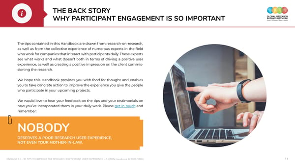ENGAGE 2 0 - 30 tips to improve the research participant user experience - A GRBN Handbook 2020 04 - ol - Page 11