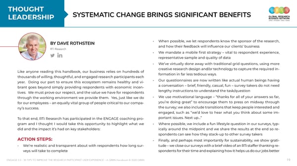 ENGAGE 2 0 - 30 tips to improve the research participant user experience - A GRBN Handbook 2020 04 - ol - Page 19