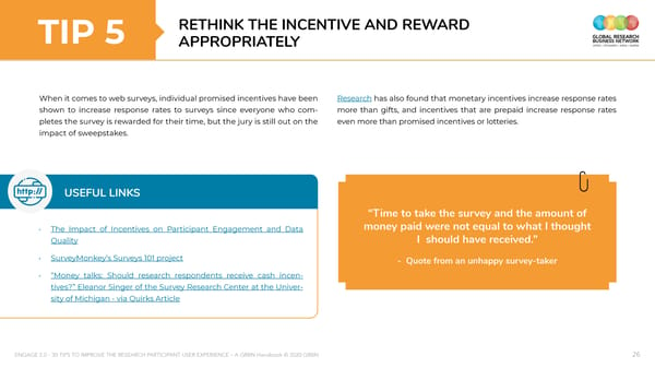 ENGAGE 2 0 - 30 tips to improve the research participant user experience - A GRBN Handbook 2020 04 - ol - Page 26
