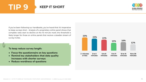 ENGAGE 2 0 - 30 tips to improve the research participant user experience - A GRBN Handbook 2020 04 - ol - Page 30