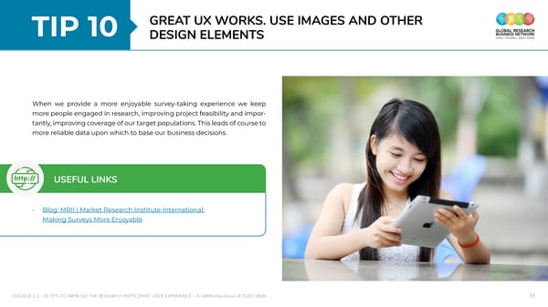 ENGAGE 2 0 - 30 tips to improve the research participant user experience - A GRBN Handbook 2020 04 - ol - Page 31