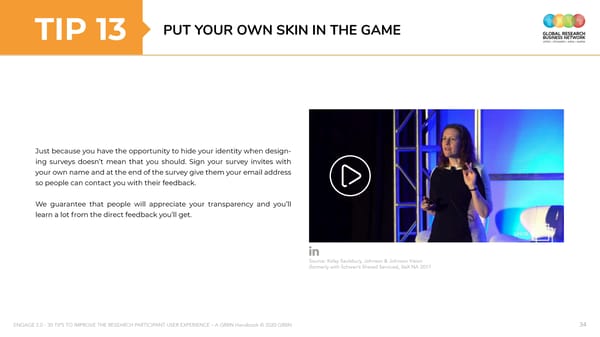 ENGAGE 2 0 - 30 tips to improve the research participant user experience - A GRBN Handbook 2020 04 - ol - Page 34