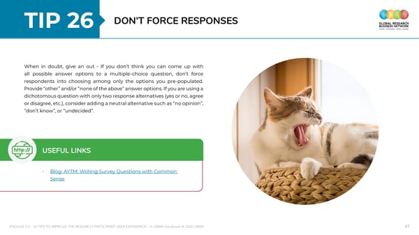 ENGAGE 2 0 - 30 tips to improve the research participant user experience - A GRBN Handbook 2020 04 - ol - Page 47