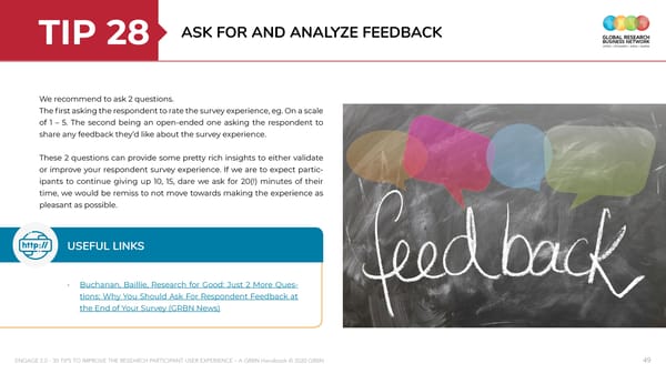 ENGAGE 2 0 - 30 tips to improve the research participant user experience - A GRBN Handbook 2020 04 - ol - Page 49